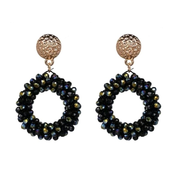 3/$25 Handmade black crystal beaded earrings - Picture 1 of 3